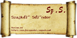 Szajkó Sándor névjegykártya