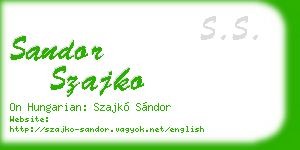 sandor szajko business card